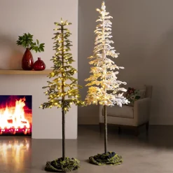 Plow & Hearth Lighted Trees & Garlands>7' Monte Rosa Flocked Alpine Fir Christmas Tree with 200 Warm White LEDs