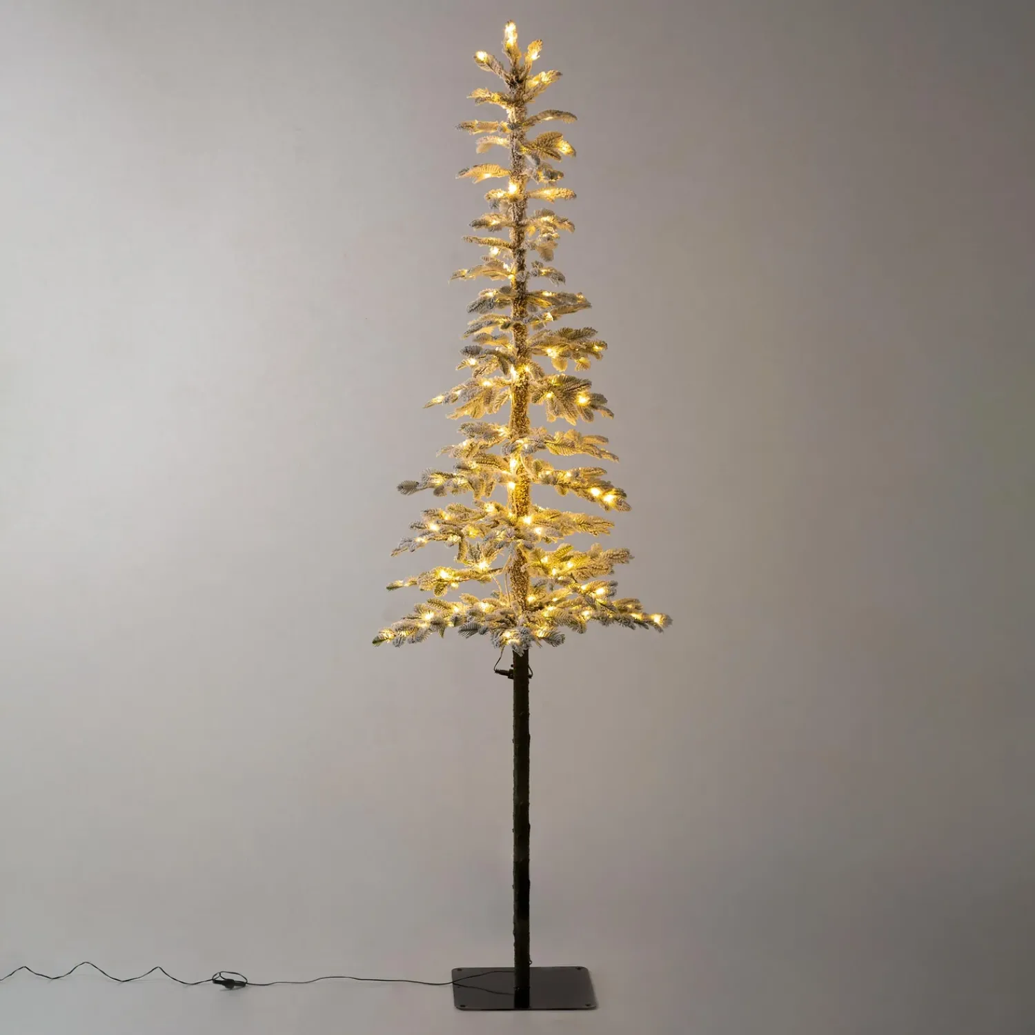 Plow & Hearth Lighted Trees & Garlands>7' Monte Rosa Flocked Alpine Fir Christmas Tree with 200 Warm White LEDs