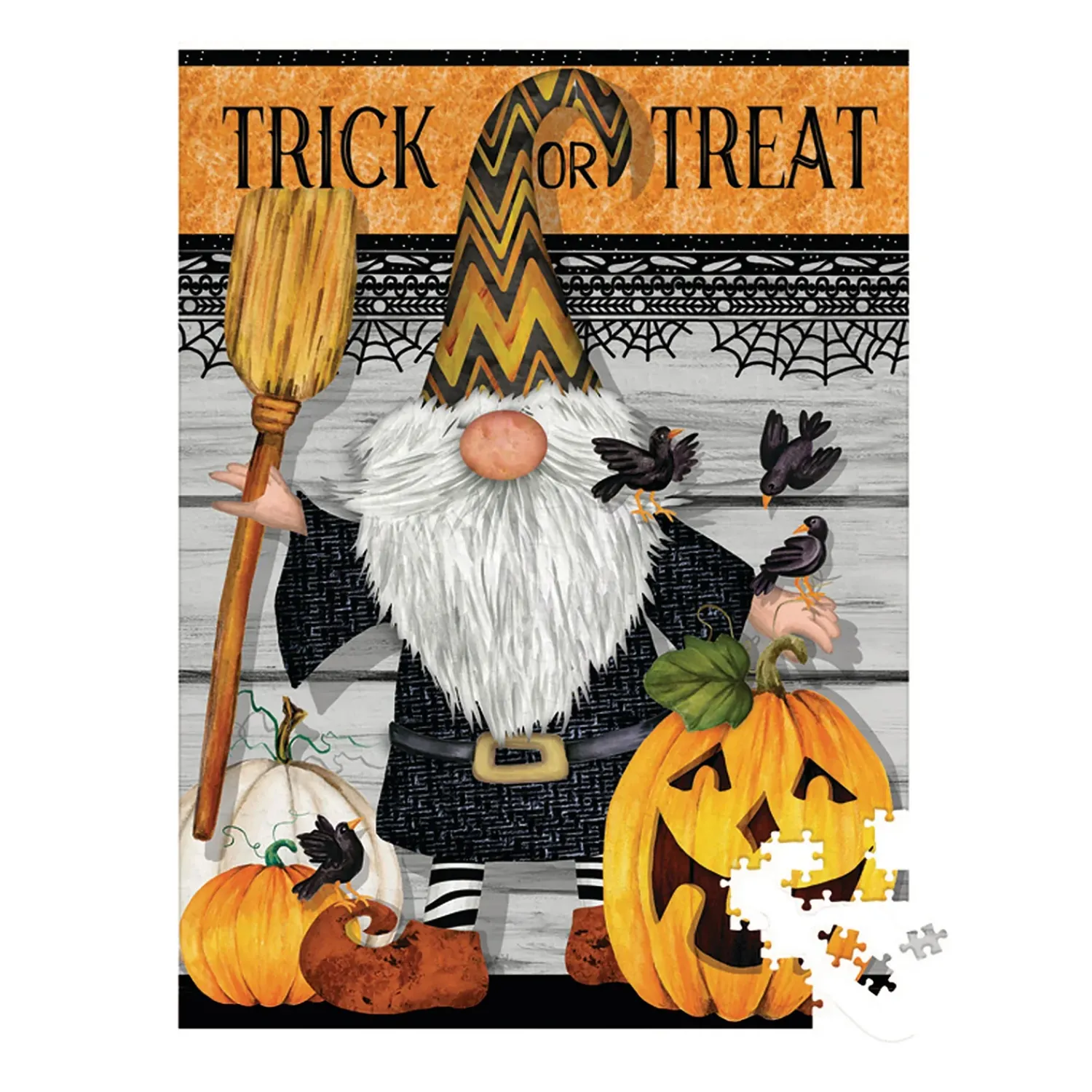 Plow & Hearth Travel Cups>17 OZ Ceramic Cup and Puzzle Gift Set, Trick Or Treat Gnome