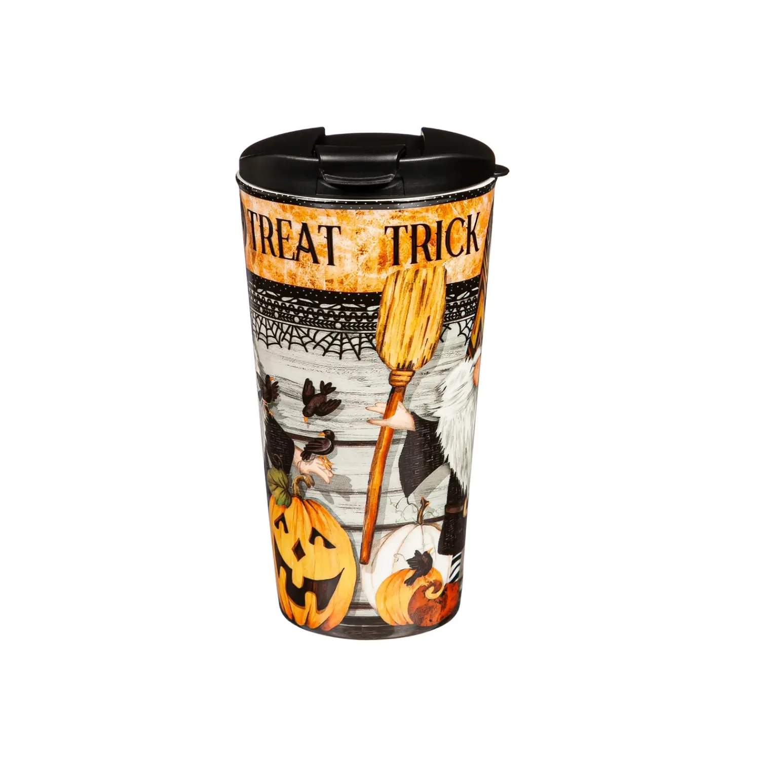 Plow & Hearth Travel Cups>17 OZ Ceramic Cup and Puzzle Gift Set, Trick Or Treat Gnome