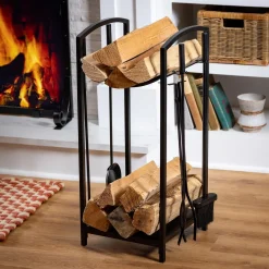 Plow & Hearth Fireplace Tool Sets>5 Piece Wood Bin and Fireplace Toolset