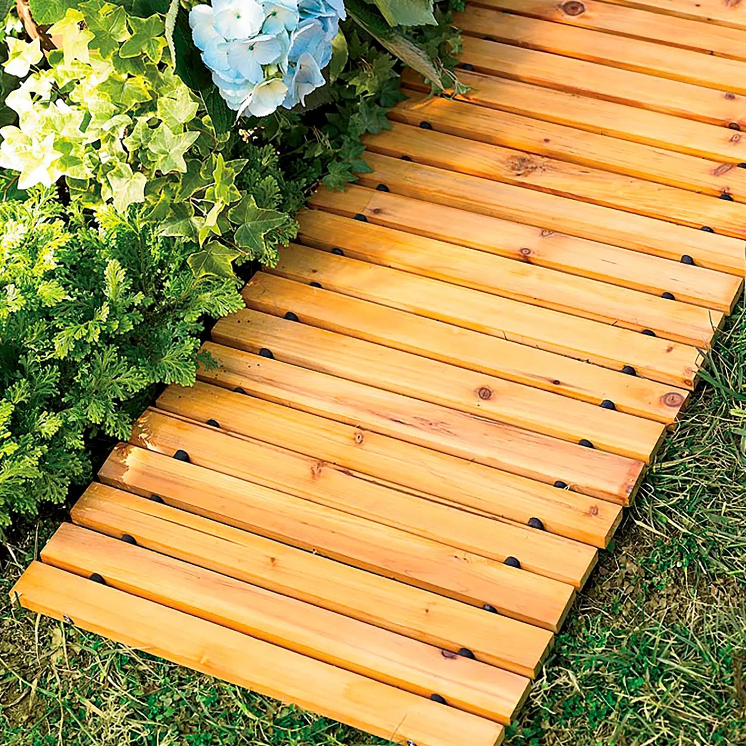 Plow & Hearth Garden Fencing & Edging|Pathways & Stepping Stones>8' Portable Roll-Out Straight Hardwood Pathway