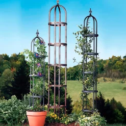 Plow & Hearth Arbors & Trellises>8' Powder-Coated Steel Garden Obelisk Bronze