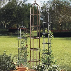 Plow & Hearth Arbors & Trellises>5' Powder-Coated Steel Garden Obelisk Bronze