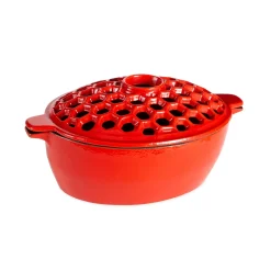 Plow & Hearth Woodstove Steamers>1.5 QT. Cast Iron Lattice Wood Stove Steamer Red