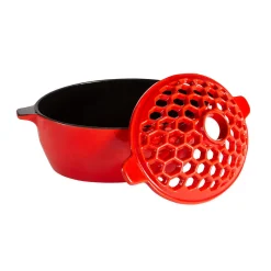 Plow & Hearth Woodstove Steamers>1.5 QT. Cast Iron Lattice Wood Stove Steamer Red