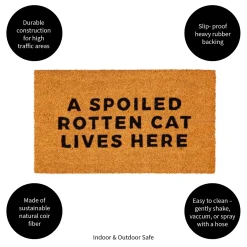 Plow & Hearth Coir Mats>A spoiled rotten cat Coir Mat