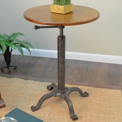Plow & Hearth Accent Tables>Adjustable Height Mango Wood and Metal Accent Table Chestnut