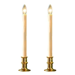 Plow & Hearth Candles & Lanterns|Lighted Accents>Adjustable Window Candle with Timer, Set of 2 Brass