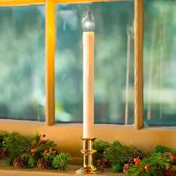 Plow & Hearth Candles & Lanterns|Lighted Accents>Adjustable Window Candle with Timer, Set of 2 Brass