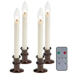 Plow & Hearth Candles & Lanterns>Adjustable Window Hugger Candles, Set of 4 with Remote Bronze