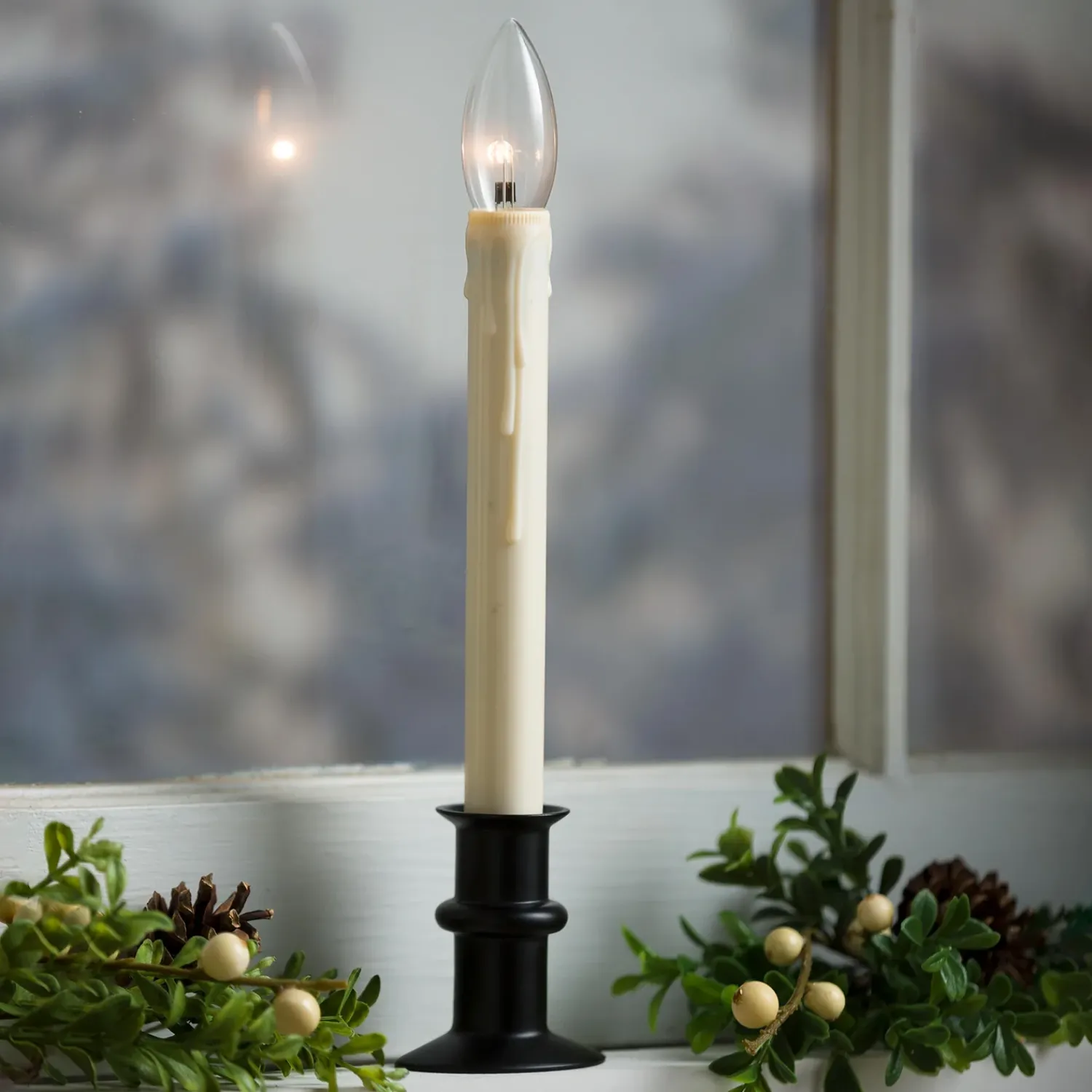Plow & Hearth Candles & Lanterns>Adjustable Window Hugger Candles, Set of 4 with Remote Onyx