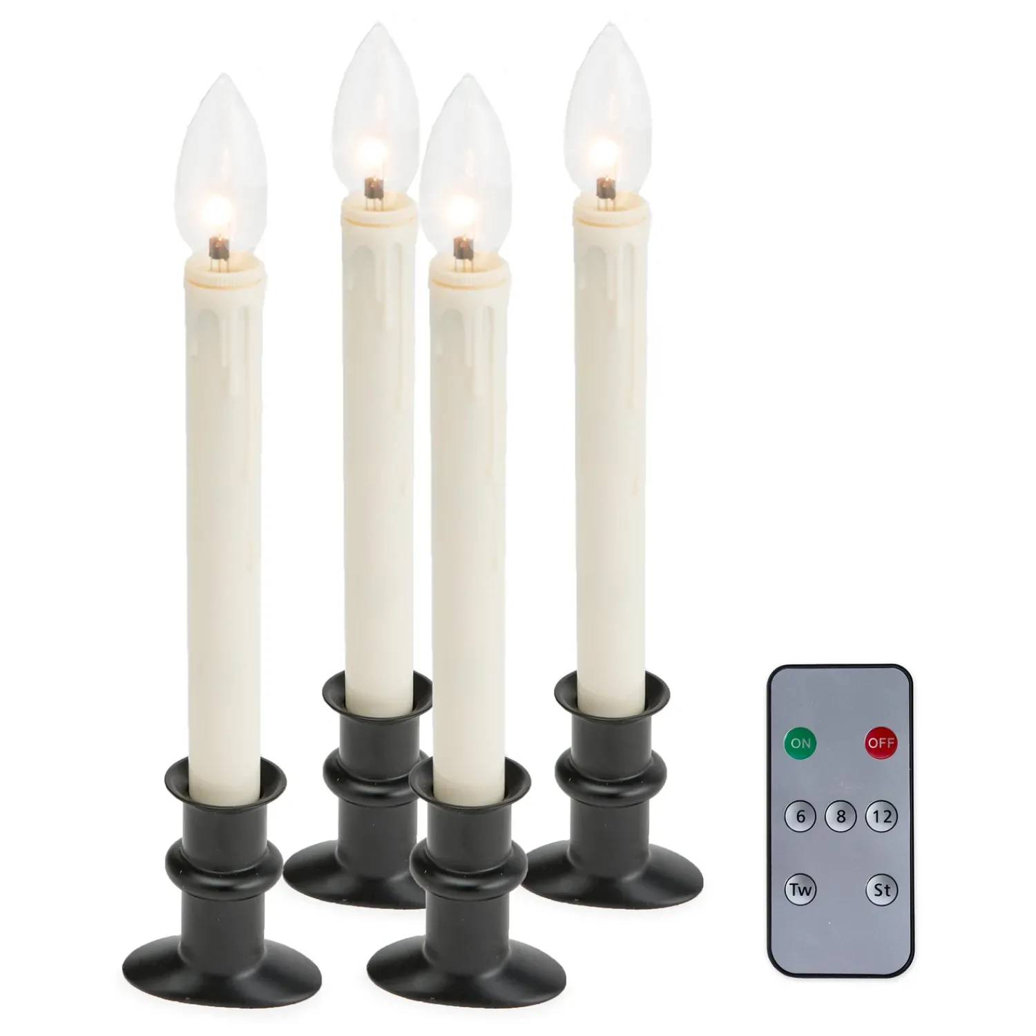 Plow & Hearth Candles & Lanterns>Adjustable Window Hugger Candles, Set of 4 with Remote Onyx