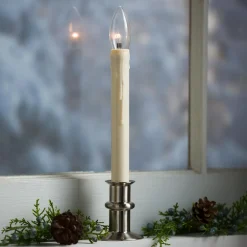 Plow & Hearth Candles & Lanterns>Adjustable Window Hugger Candles, Set of 4 with Remote Pewter