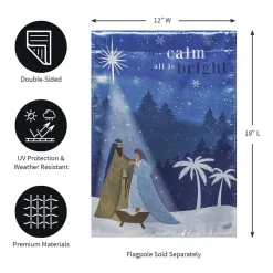 Plow & Hearth Garden Flags>All is Calm Nativity Lustre Garden Flag
