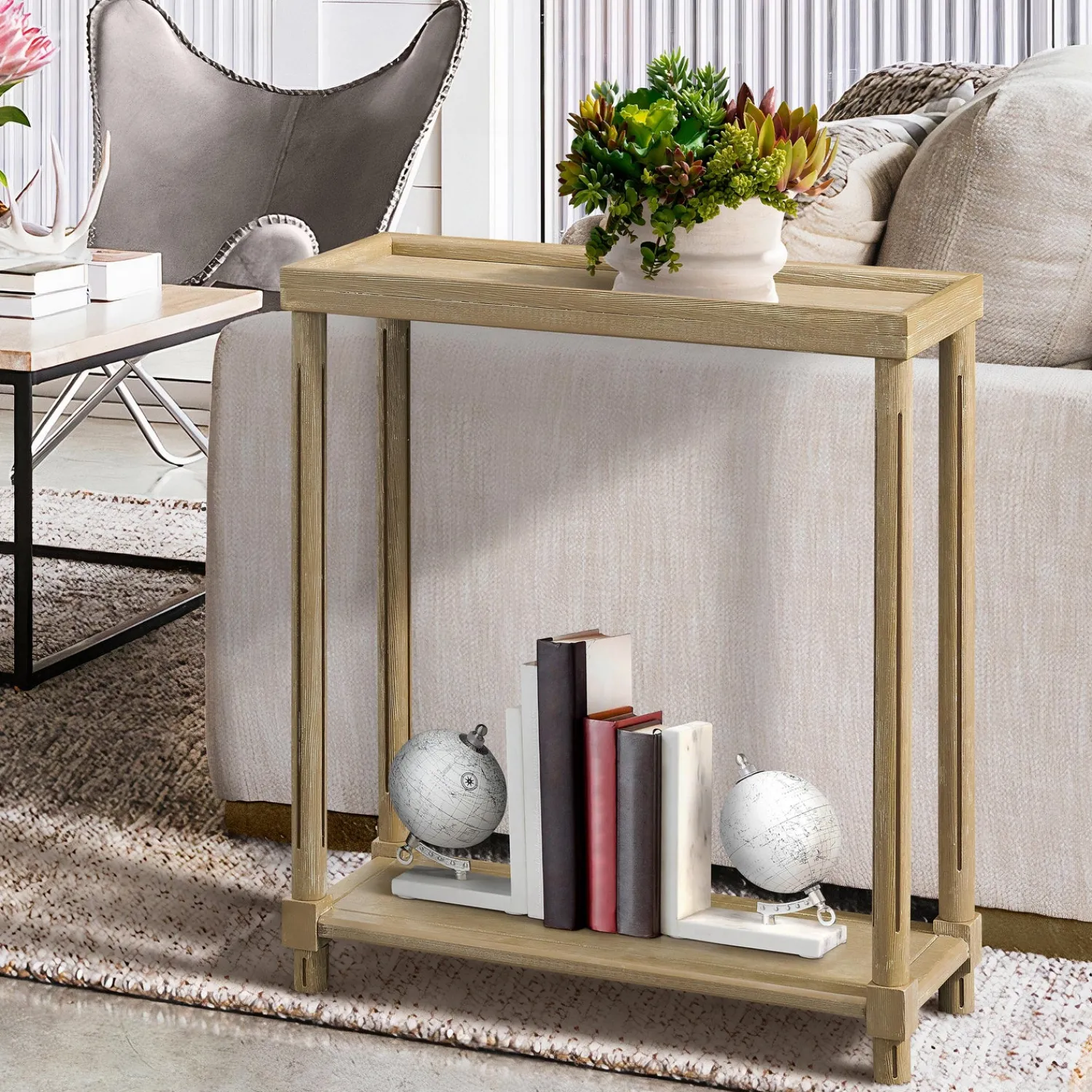 Plow & Hearth Accent Tables>Allison Slim Wood Side Tables, Set of 2