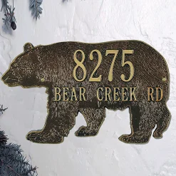 Plow & Hearth Address Signs & Wall Plaques>American-Made Bear Silhouette Address Plaque In Cast Aluminum
