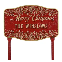Plow & Hearth Garden Stakes>American-Made Personalized Merry Christmas Yard Sign In Cast Aluminum