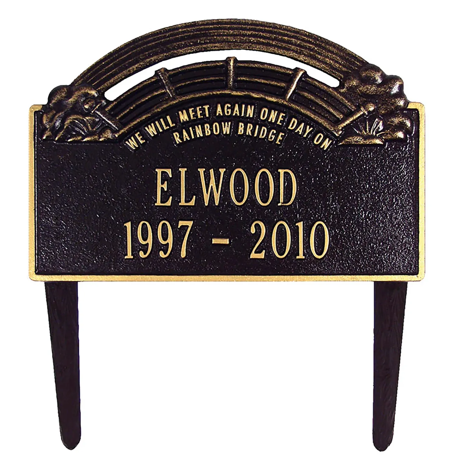 Plow & Hearth Garden Stakes|Memorial & Garden Plaques>American-Made Personalized Rainbow Bridge Pet Memorial Lawn Plaque