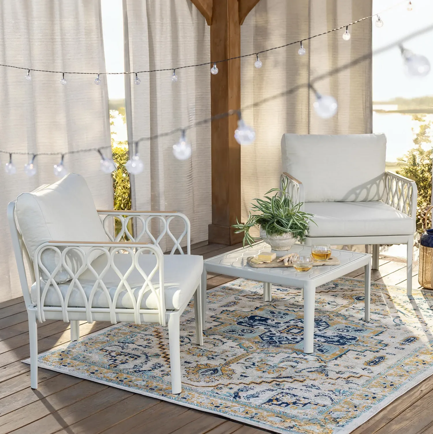 Plow & Hearth Outdoor Seating Sets>Amsterdam 3-Piece Outdoor Seating Set with Cushions Sand