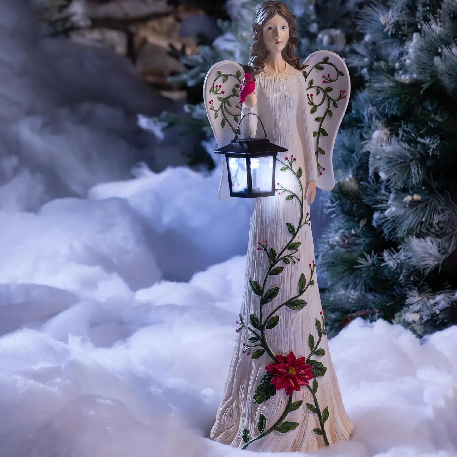 Plow & Hearth Garden Statues|Solar Accents>Angel Garden Statue with Solar Lantern