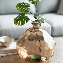 Plow & Hearth Planters & Vases>Artisan-Crafted Recycled Glass Askew Balloon Vase Champagne