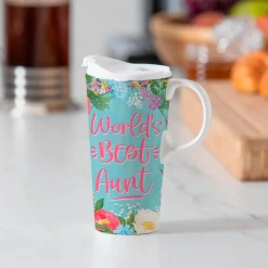 Plow & Hearth Travel Cups>Aunt Accolade Ceramic Perfect Cup, 17oz, Gift Box