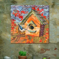 Plow & Hearth Outdoor Wall Art|Wall Art>Autumn Bird Indoor/Outdoor Canvas Wall Art