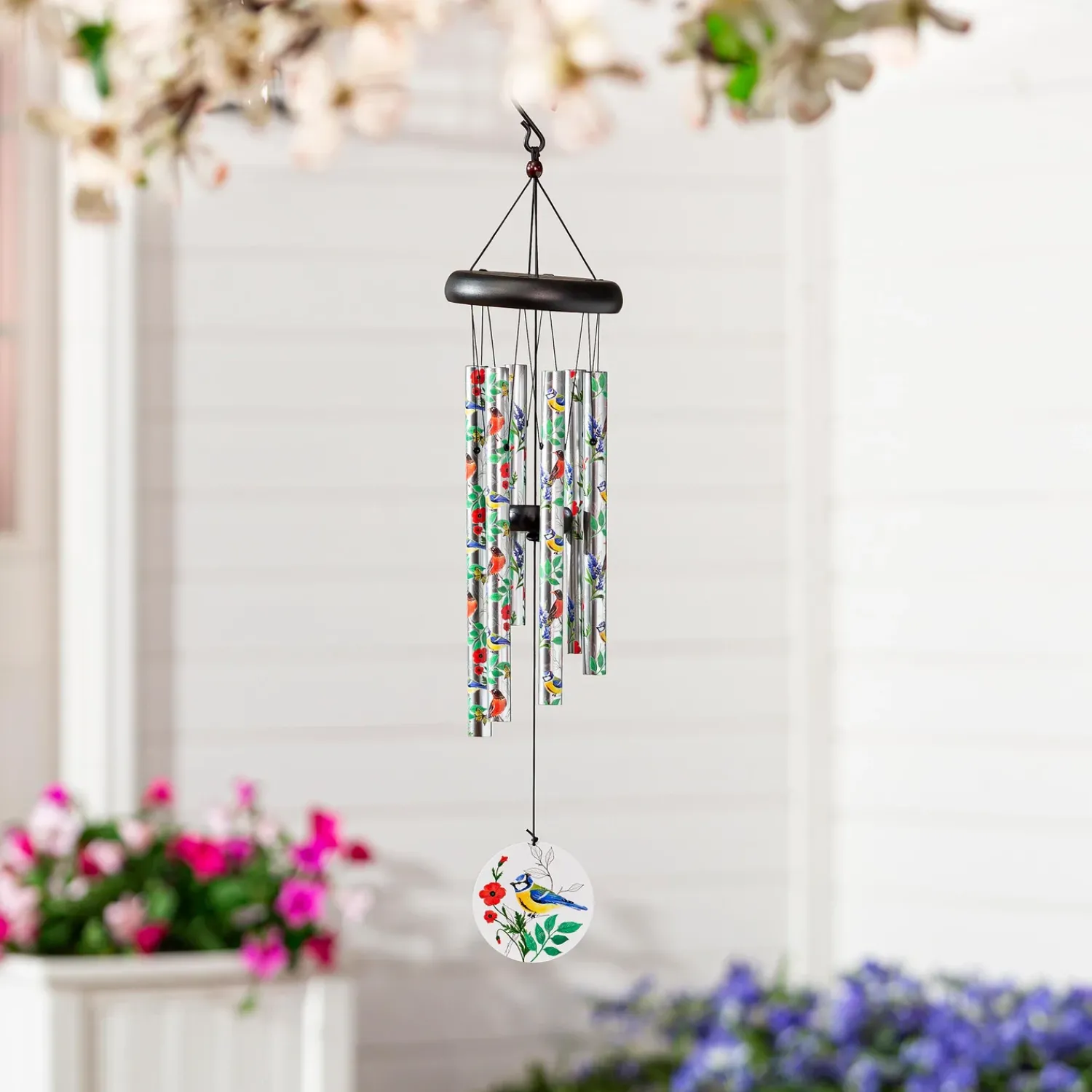 Plow & Hearth Wind Chimes & Mobiles>Avria Printed Hand Tuned Wind Chime, Songbirds, 27"