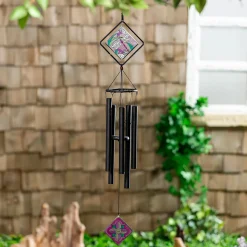 Plow & Hearth Wind Chimes & Mobiles>Avria Stained Glass Chime, Dragonfly, 36"