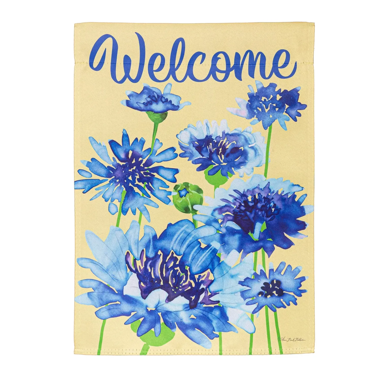 Plow & Hearth Garden Flags>Bachelor Button Suede Garden Flag