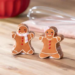 Plow & Hearth Salt & Pepper Shakers>Baking Spirits Bright Salt and Pepper Shaker Ceramic Gingerbread, Set
