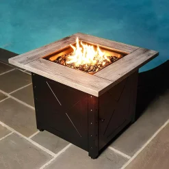 Plow & Hearth Fire Pits|Fire Pits>Barnesdale Outdoor LP Gas Fire Pit with Printed Resin Mantel, 30"