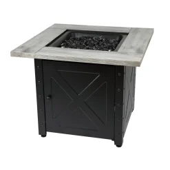 Plow & Hearth Fire Pits|Fire Pits>Barnesdale Outdoor LP Gas Fire Pit with Printed Resin Mantel, 30"
