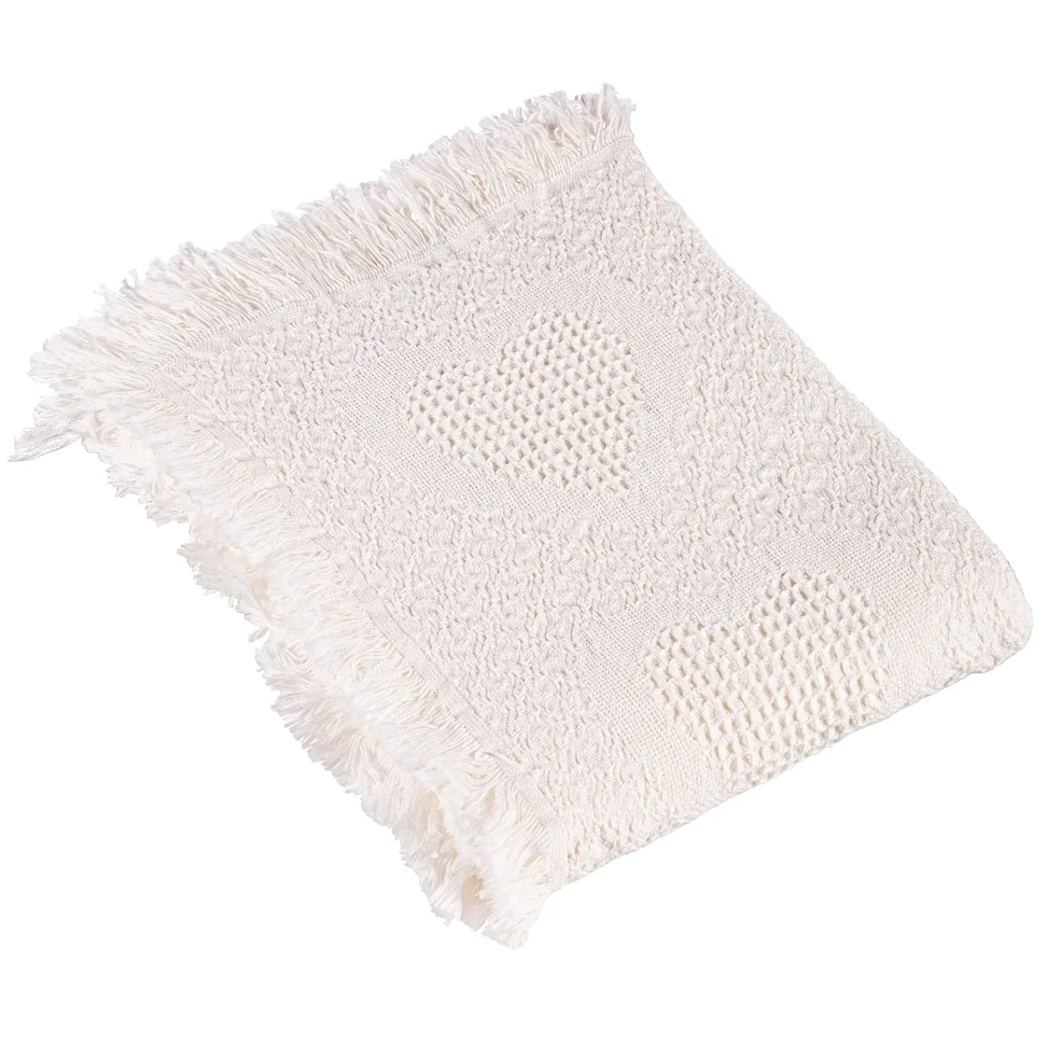 Plow & Hearth Throws & Blankets>Basket Weave Cotton Heart Throw