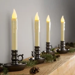 Plow & Hearth Candles & Lanterns|Lighted Accents>Battery-Operated Colonial Window Candles, Set of 4