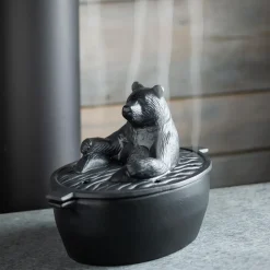 Plow & Hearth Woodstove Steamers>Bear in Bath Wood Stove Steamer in Cast Iron