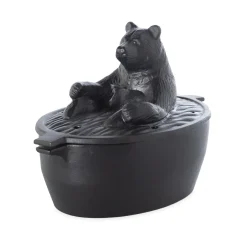 Plow & Hearth Woodstove Steamers>Bear in Bath Wood Stove Steamer in Cast Iron