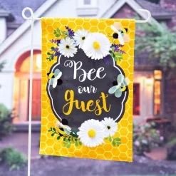 Plow & Hearth Garden Flags>Bee Our Guest Linen Garden Flag