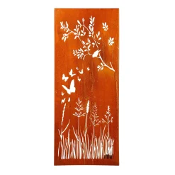 Plow & Hearth Outdoor Wall Art|Wall Art>Bird and Butterfly LED Laser Cut Metal Wall Décor, 15" L x 40" H
