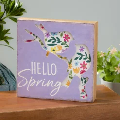 Plow & Hearth Decorative Accents>Bird Hello Spring Wood Table Sign, 8"