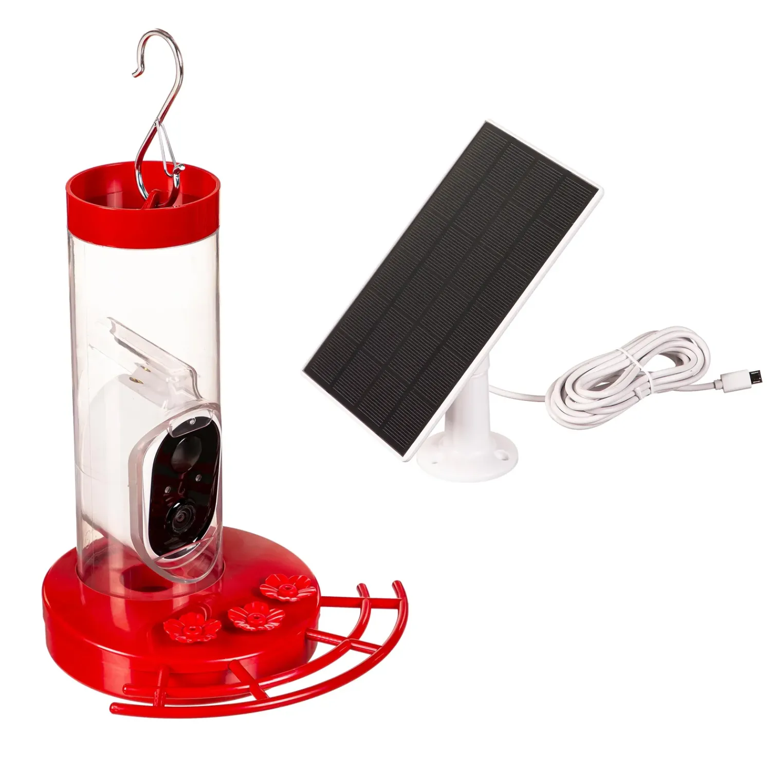 Plow & Hearth Hummingbird Feeders>BirdsIVue Smart Feeder: Solar Hummingbird Feeder