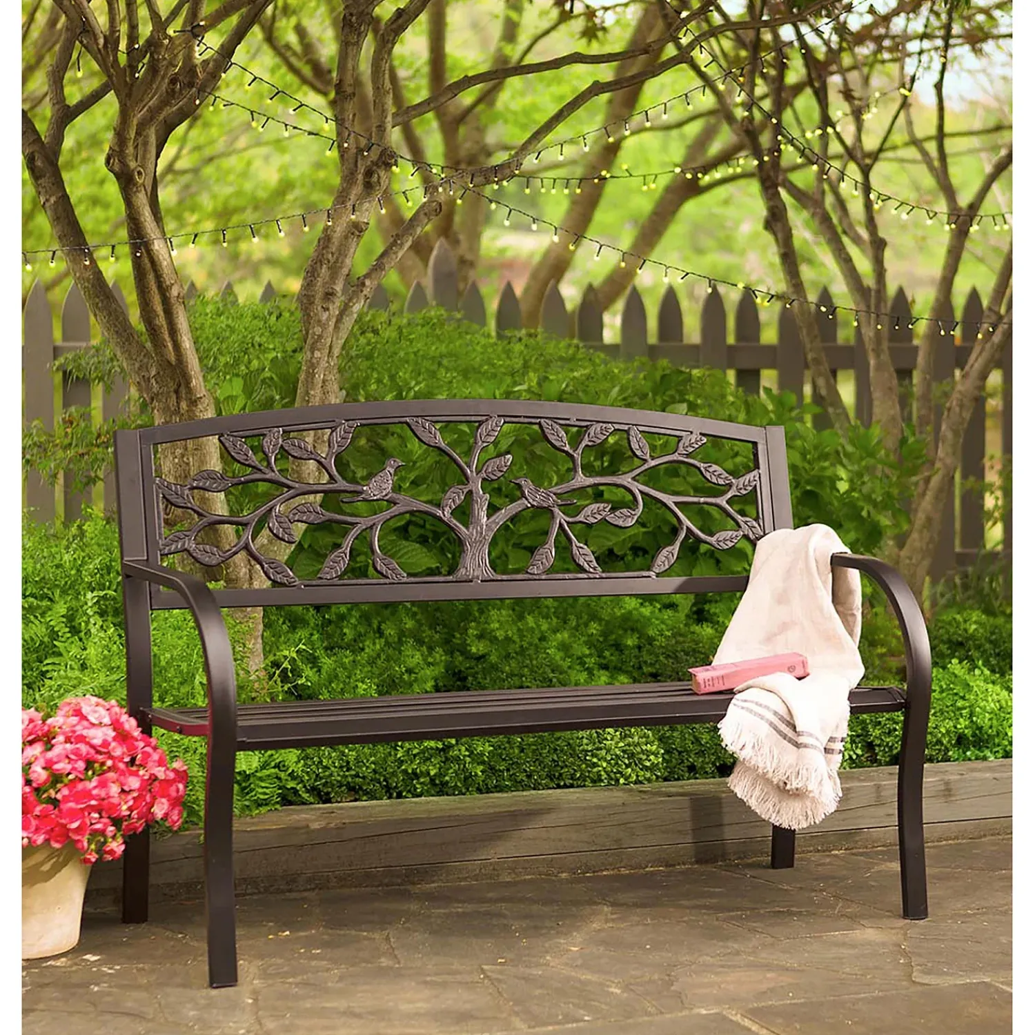 Plow & Hearth Outdoor Benches>Black Tree of Life Metal Garden Bench