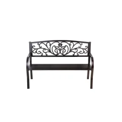 Plow & Hearth Outdoor Benches>Blooming Garden Metal Bench, Black