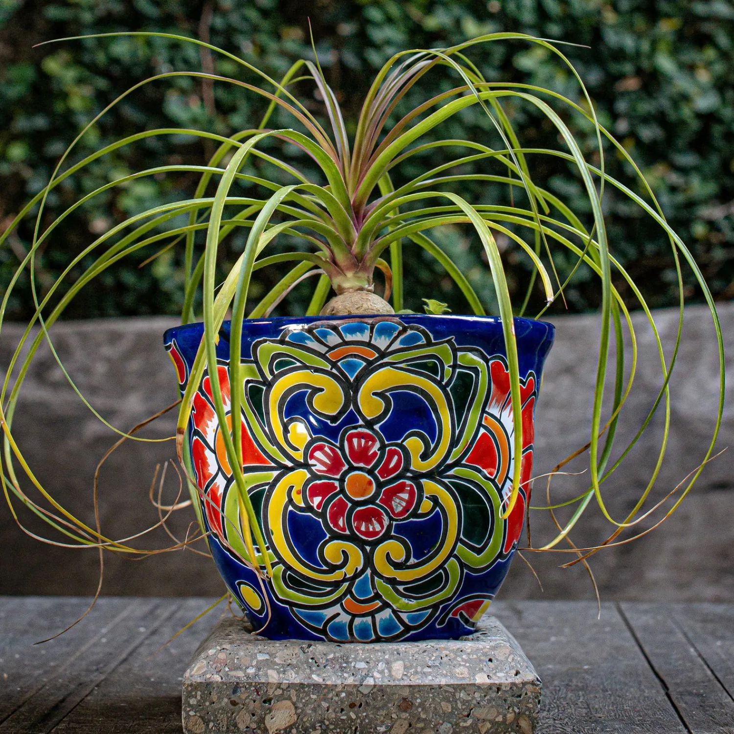 Plow & Hearth Planters & Plant Stands>Blue Floral Talavera Planter, Medium