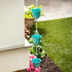 Plow & Hearth Wind Chimes & Mobiles>Blue Flower Cup Rain Chain