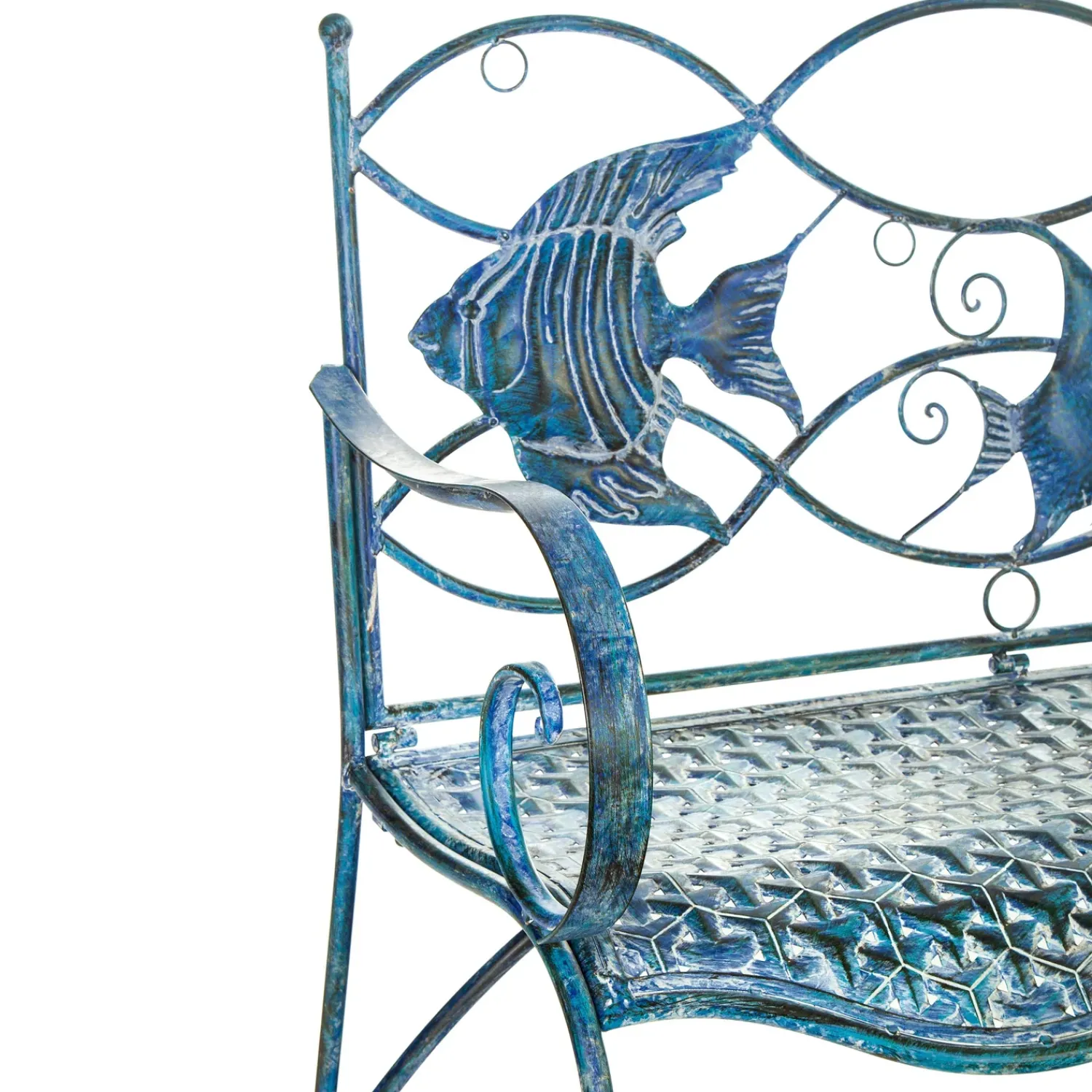 Plow & Hearth Outdoor Benches>Blue Tropical Fish Metal Bench