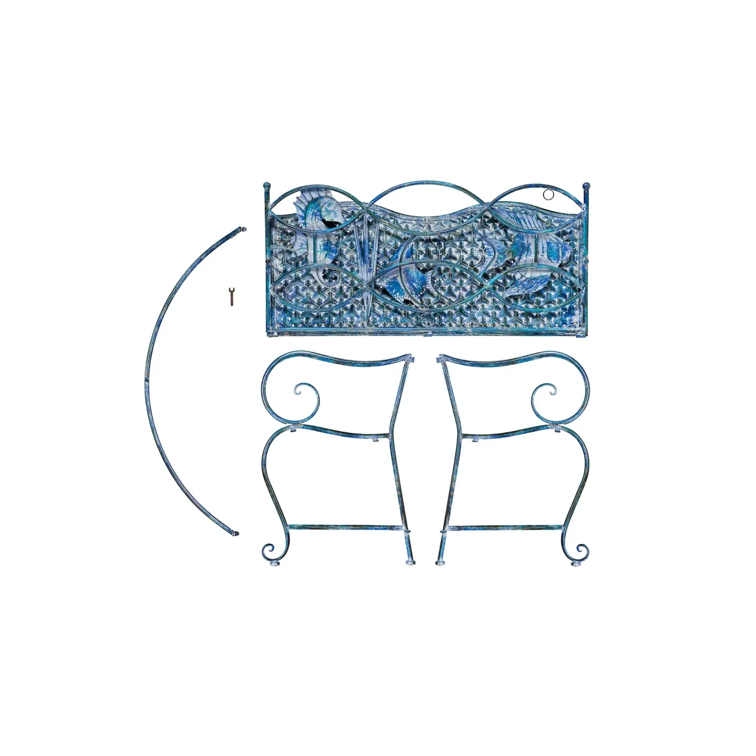 Plow & Hearth Outdoor Benches>Blue Tropical Fish Metal Bench