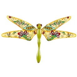 Plow & Hearth Outdoor Wall Art|Wall Art>Boho Dragonfly in Cream and Green Multi