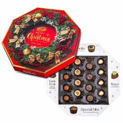 Plow & Hearth Gourmet Snacks & Nuts>Bolçi Merry Christmas, Assorted Chocolate Pralines, 198gr - 6.98oz
